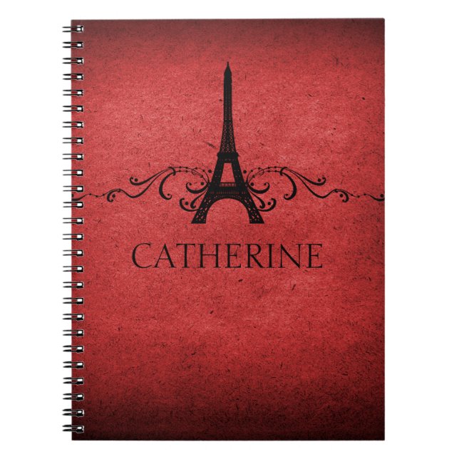 Caderno Espiral Notebook francês florescente venenoso, vermelho (Frente)