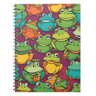 Caderno Espiral Notebook Froggy Frenzy - Sapos de desenho animado 