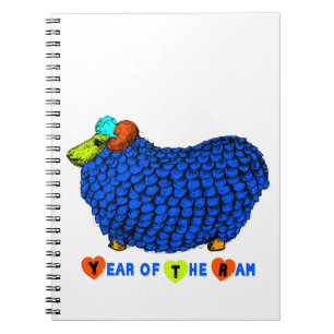 Caderno Espiral Notebook Funny Blue Ram Chinês Ano Zodioso