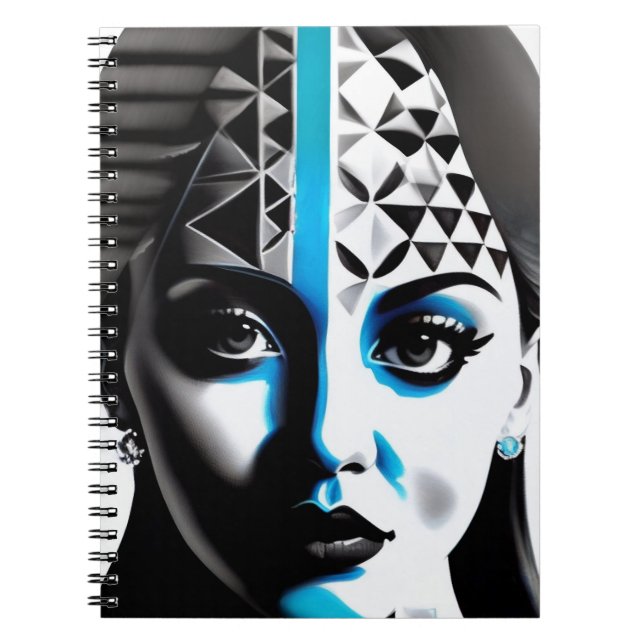 Caderno Espiral Notebook Futurístico para mulheres geométricas (Frente)