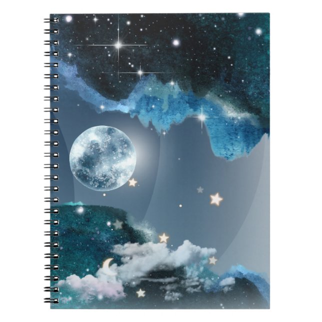 Caderno Espiral Notebook Galaxy Moon/School  (Frente)