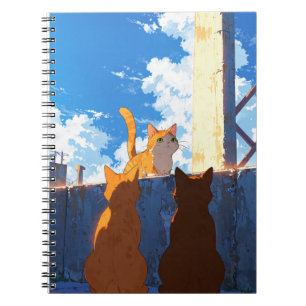 Caderno Espiral Notebook Gato Animado Bonito - De Volta à Oferta E