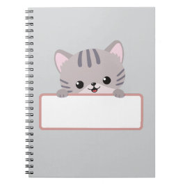 Caderno Espiral Notebook Gato Bonito - Diário Espiral Personalizad