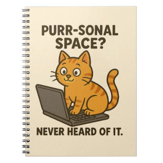Caderno Espiral Notebook Gato Engraçado - "Espaço Purr-Sonal?"