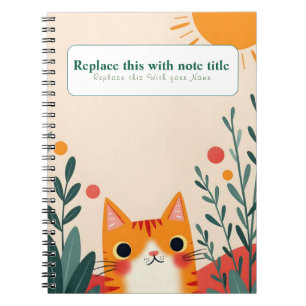 Caderno Espiral Notebook Gato Kawaii Cute Personalizado