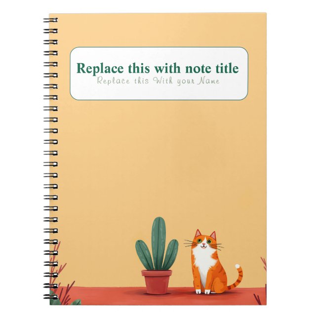 Caderno Espiral Notebook Gato Kawaii Cute Personalizado (Frente)