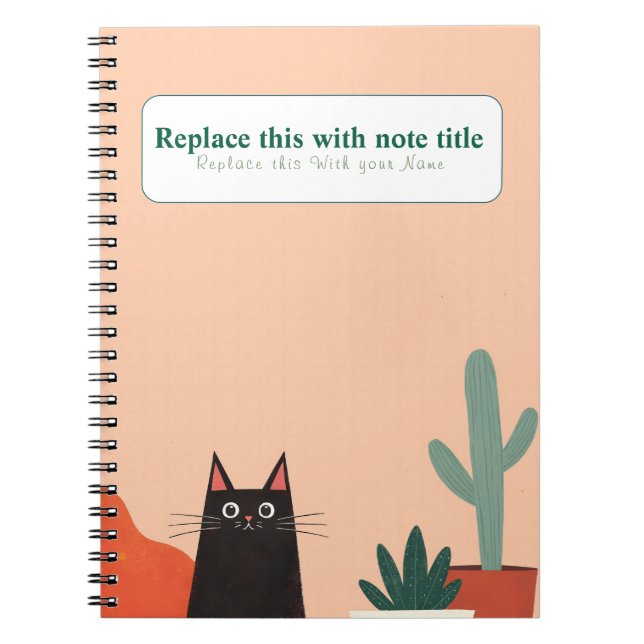 Caderno Espiral Notebook Gato Kawaii Cute Personalizado (Frente)