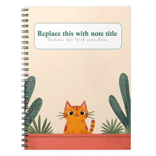 Caderno Espiral Notebook Gato Kawaii Cute Personalizado (Frente)