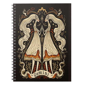 Caderno Espiral Notebook Gemini Celestial Zodiac Art
