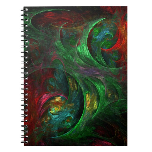 Caderno Espiral Notebook Genesis Green Abstrato Art (Frente)