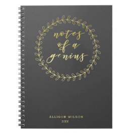 Caderno Espiral Notebook Genius Dourado Typografia