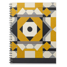 Notebook Geométrico Amarelo e Cinza Espiral