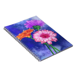Caderno Espiral Notebook Gerberas de Três Cores