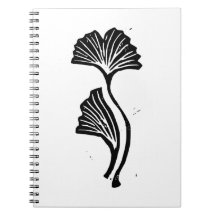 Notebook Gingko Leaf Lino Impressão Spiral