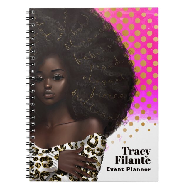 Caderno Espiral Notebook Glam Chic Afro Boss (Frente)
