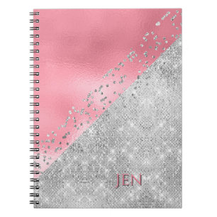 Caderno Espiral Notebook Glam Pink e Prata