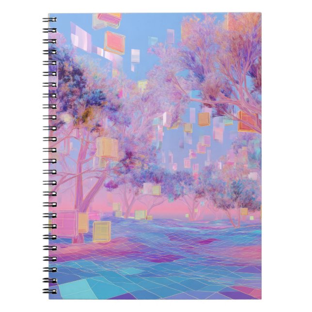Caderno Espiral Notebook Glitchcore Pastel Dream Forest (Frente)