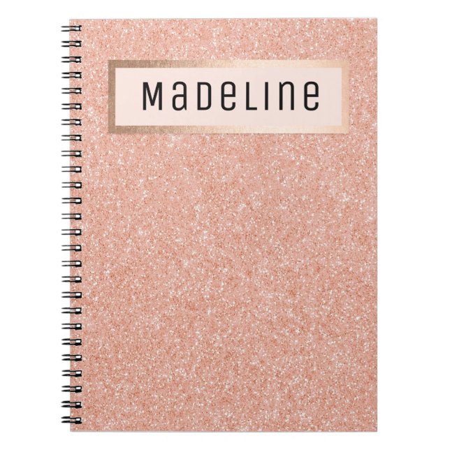 Caderno Espiral Notebook Glitter Dourado Moderno Glitter Sparkles  (Frente)