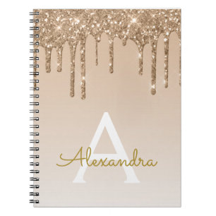 Caderno Espiral Notebook Glitter Luxury Sparkle Dourado