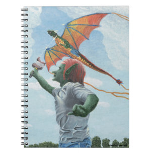 Caderno Espiral Notebook Goblin Flying Rainbow Dragon Kite Fantasy