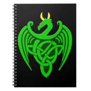 Caderno Espiral Notebook Green Celtic Dragon