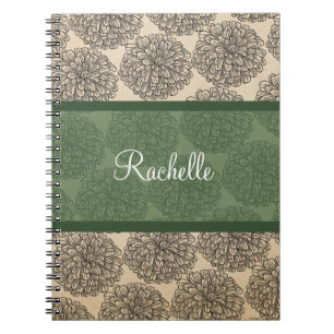 Caderno Espiral Notebook Green Vintage Zinnia