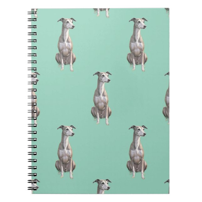 Caderno Espiral Notebook Greyhound Watercolor Impressão Spiral (Frente)