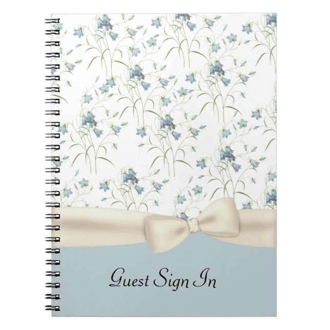 Caderno Espiral Notebook Guest de Casamento com Cintos Azuis Vinta (Frente)
