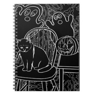Caderno Espiral Notebook Halloween Cat e Fantasmas