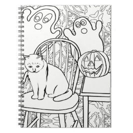 Caderno Espiral Notebook Halloween Cat e Fantasmas