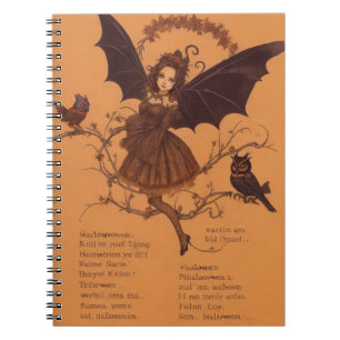 Caderno Espiral Notebook Halloween Samhain Fairy Owl Spider Web