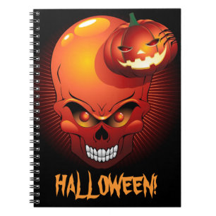 Caderno Espiral Notebook Halloween Skull e Pumpkin
