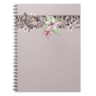 Caderno Espiral Notebook Hawaiian Honu and Plumeria