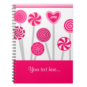 Caderno Espiral Notebook Heart Lollipops Design