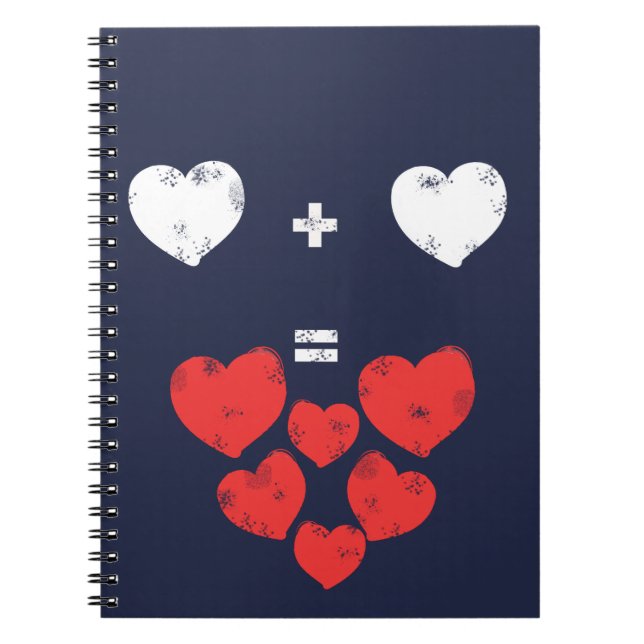 Caderno Espiral Notebook Heart Plus Heart Love Math (Frente)