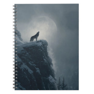 Caderno Espiral Notebook Howling Wolf Moonlight