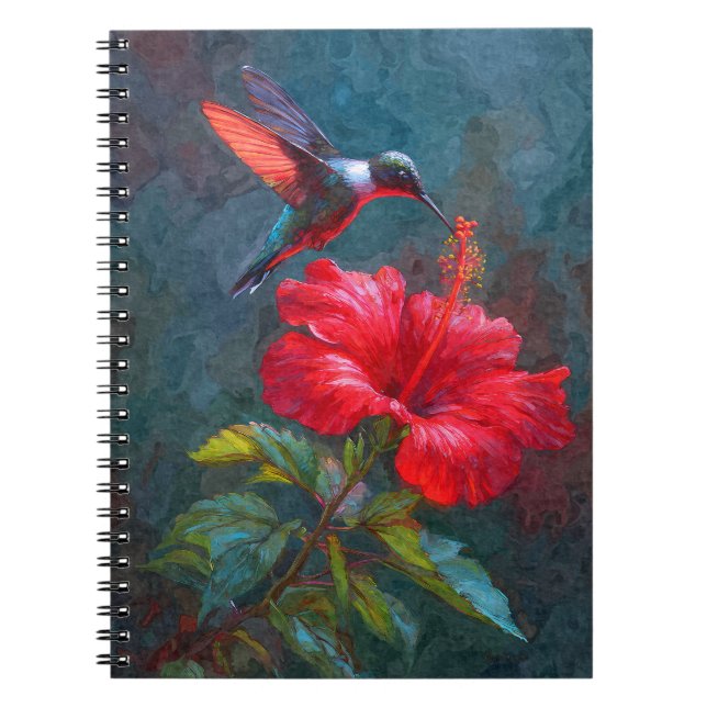 Caderno Espiral Notebook Hummingbird Crimson Hibiscus (Frente)