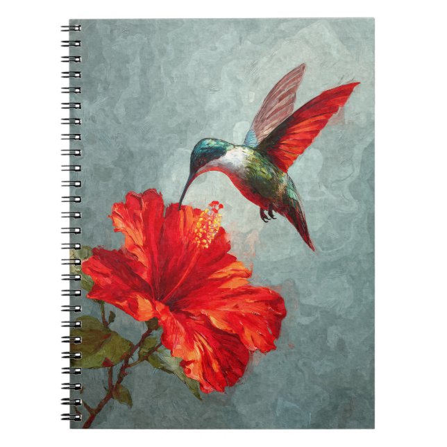 Caderno Espiral Notebook Hummingbird Scarlet Hibiscus (Frente)