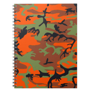 Caderno Espiral Notebook Hunter Orange com camuflagem verde