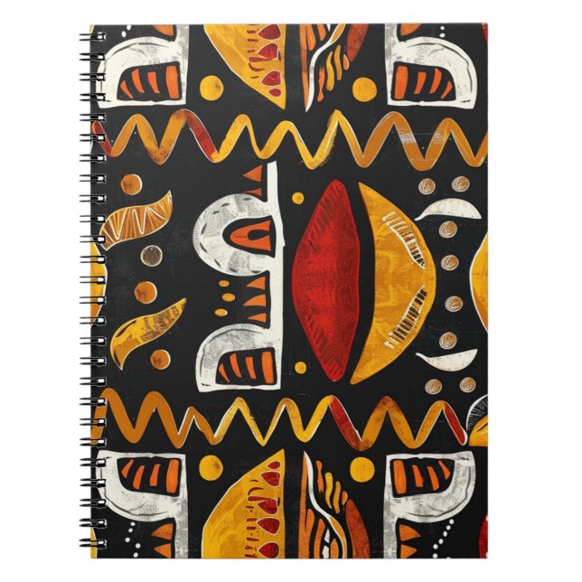 Caderno Espiral Notebook Impressão Tribal Africano (Frente)