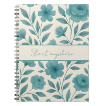 Notebook Inspiracional Padrão Floral Teal