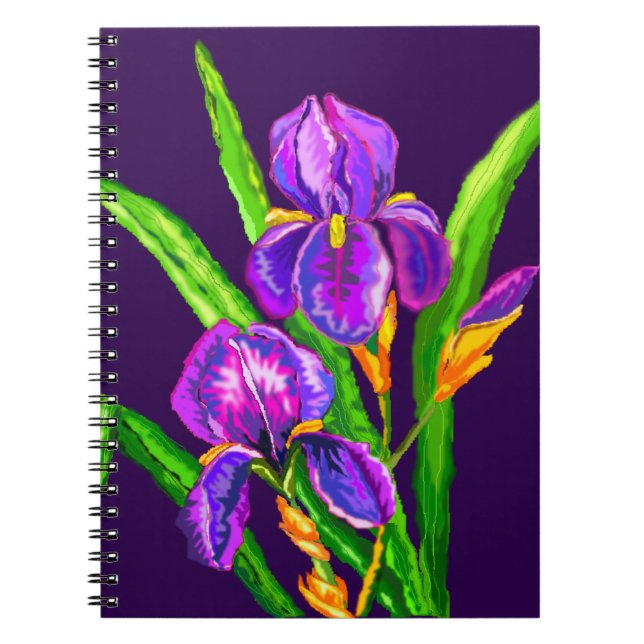 Caderno Espiral Notebook Iris Flowers - Cores Personalizadas - Tex (Frente)