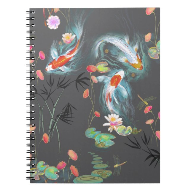 Caderno Espiral Notebook japonês de carvão para jardim de água (Frente)
