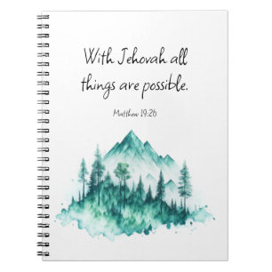 Caderno Espiral Notebook JW, Matthew 19:26 JW
