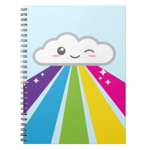 Caderno Espiral Notebook Kawaii Cloud e Rainbow