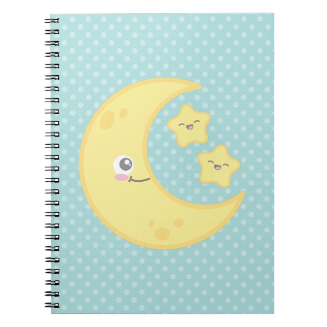 Caderno Espiral Notebook Kawaii Moon e Stars (Frente)