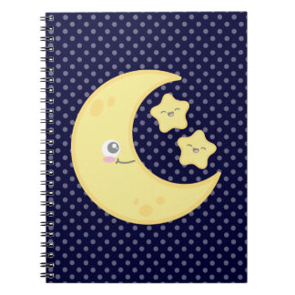 Caderno Espiral Notebook Kawaii Moon e Stars