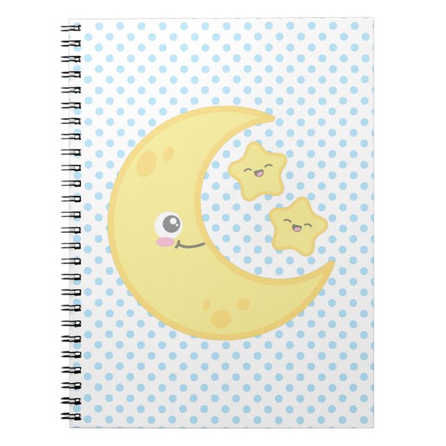 Caderno Espiral Notebook Kawaii Moon e Stars (Frente)