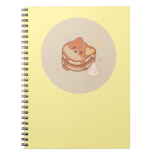 Caderno Espiral Notebook Kawaii Shiba Inu Bananas Pancakes (Frente)