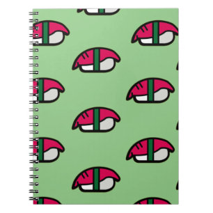 Caderno Espiral Notebook Kawaii Sushi, Arroz de Peixe e Algas